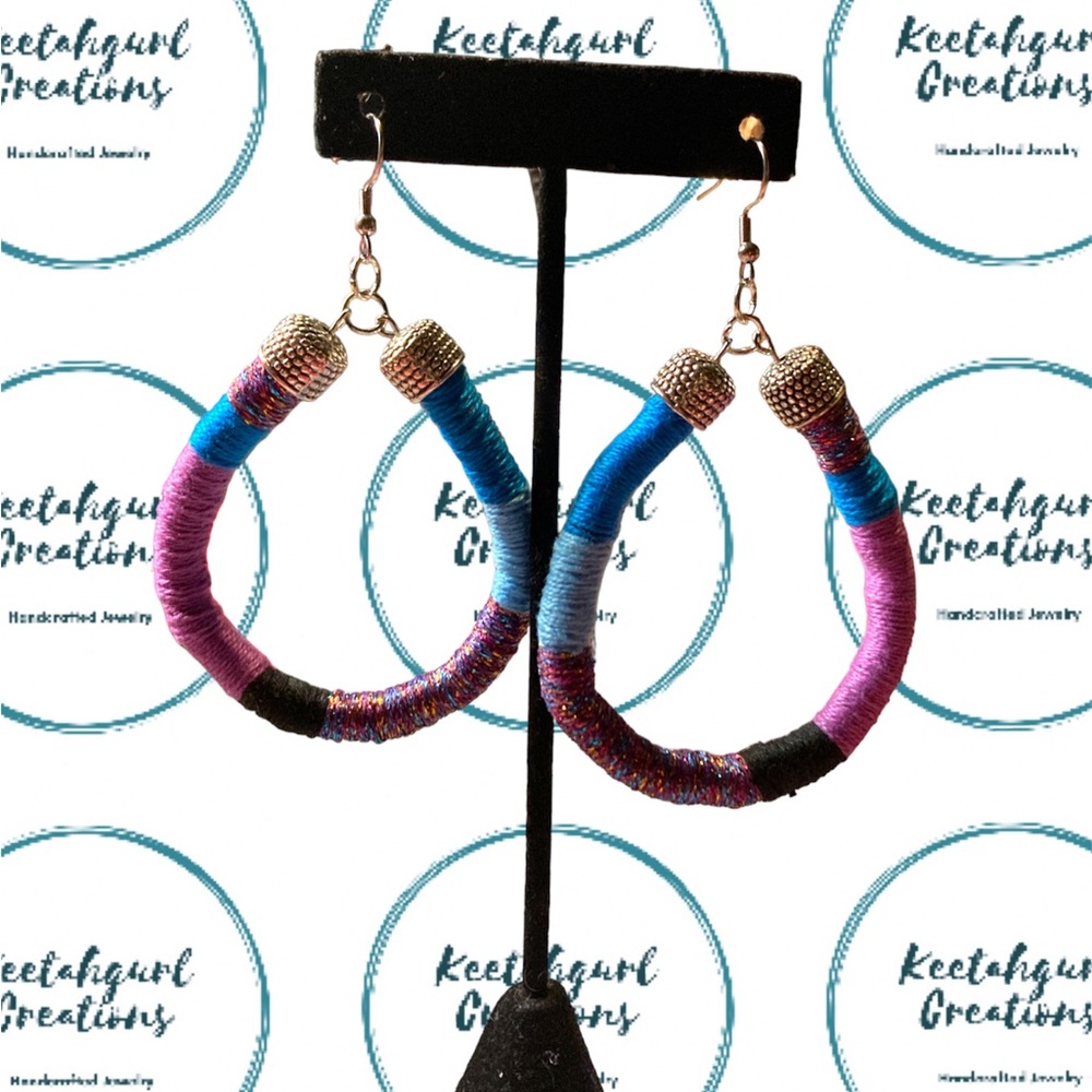 Handcrafted Wrapped Hoop Earrings - Picture 2 of 2